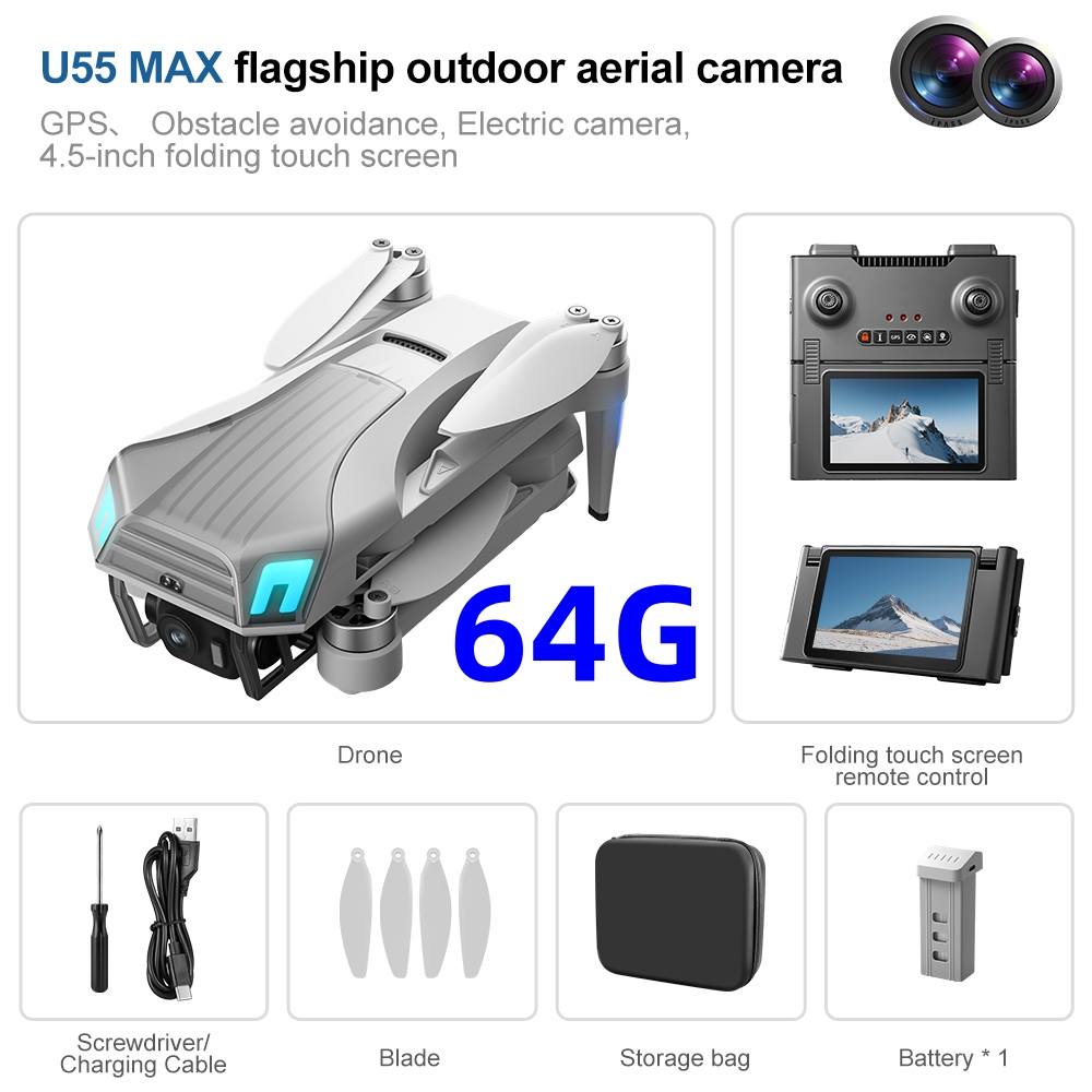 Drone Gimbal 3 Axis - Dron GPS Profesional NCZOBOE U55 con